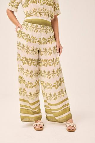 PRINTED WIDE LEG PANTS