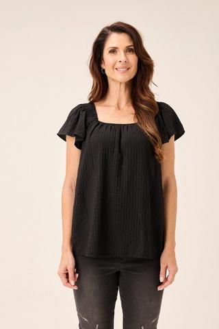 TEXTURED BOXY TOP BLACK