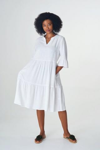 TIERED DRESS WHITE