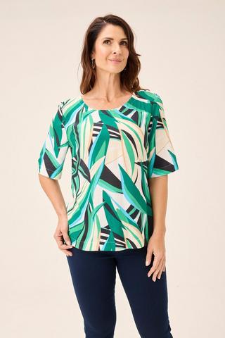 LEAF PRINT TOP GREEN