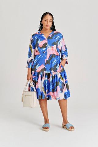 PRINTED DROP WAIST DRESS