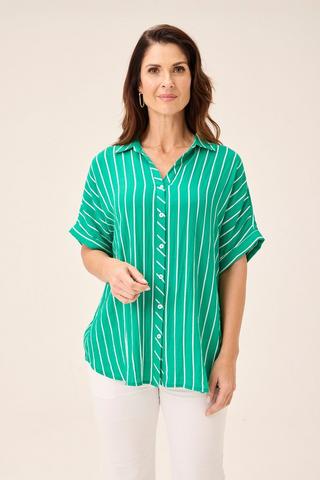 REGULAR FIT STRIPE SHIRT GREEN