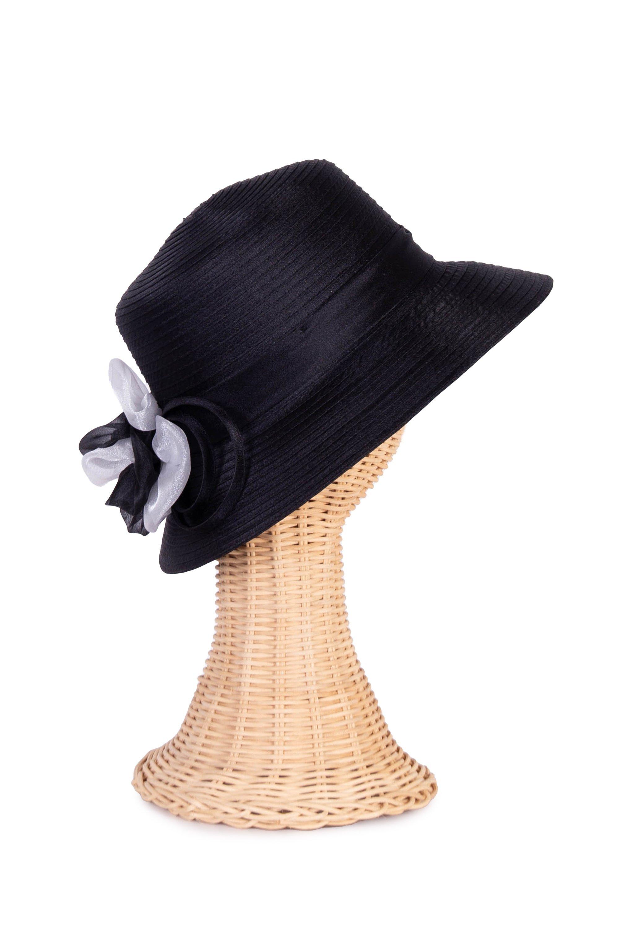 BLACK SATIN CLOCHE - NS - Black