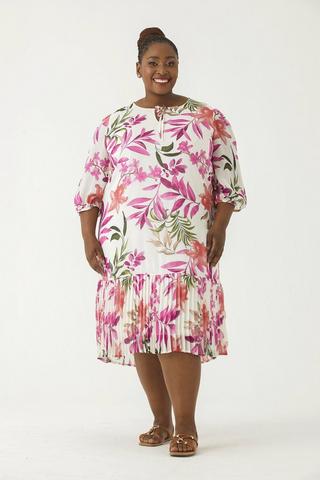 PRINTED DROP WAIST DRESS