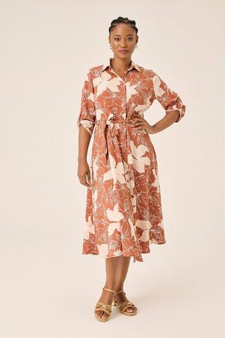 FLORAL SHIRT DRESS