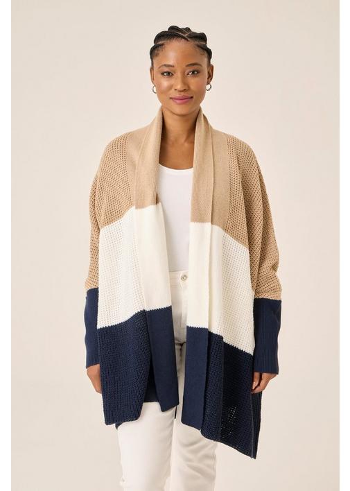 STRIPE BATWING KNIT CARDIGAN NAVY 3XL Navy MILADYS