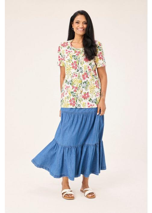 TIERED DENIM SKIRT INK - 3XL - Ink | MILADYS
