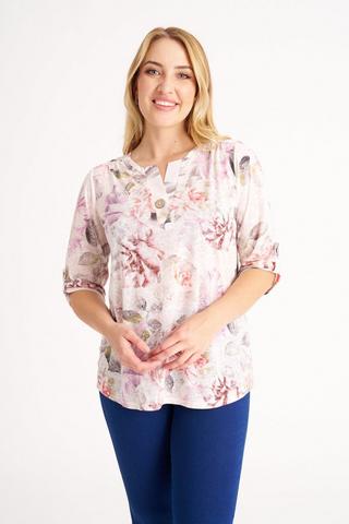 BURNOUT HENLEY TOP PRINTED