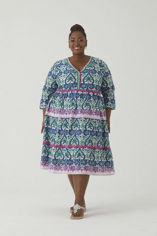 MOSAIC PRINT FIT AND FLARE DRESS