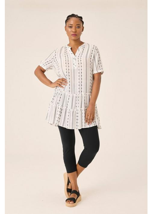 mideal frill stripe tunic shirt /ネイビー