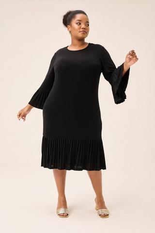 SHIMMER PLEAT DRESS BLACK