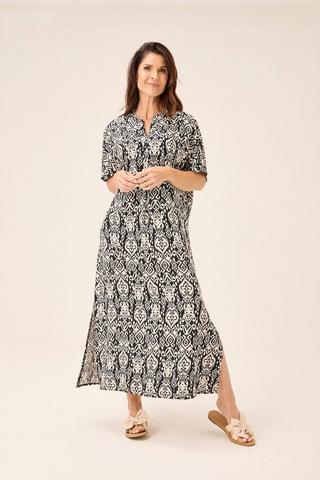 KAFTAN A-LINE DRESS MONOCHROME