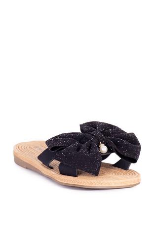 SLIP ON BOW SANDALS BLACK