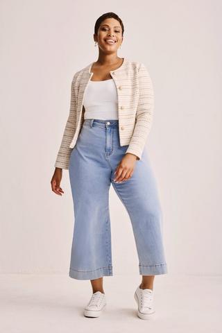 WIDE LEG STRETCH DENIM JEANS