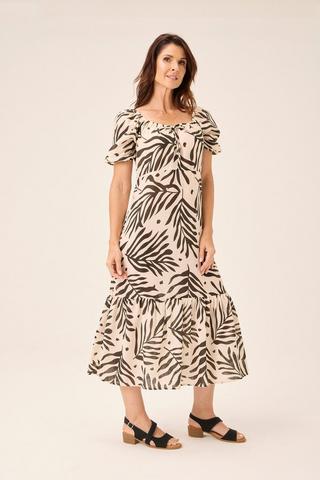 STONE LEAF PRINT DRESS