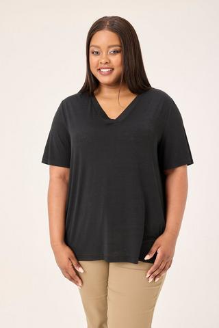 V-NECK TOP BLACK