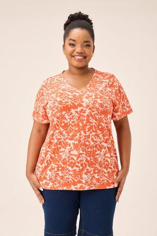 FLORAL PRINT TEE ORANGE