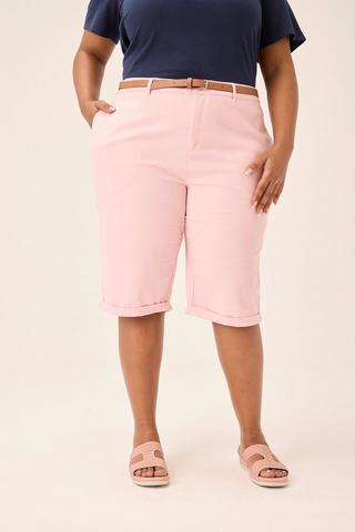 BELTED CHINO BERMUDAS PINK