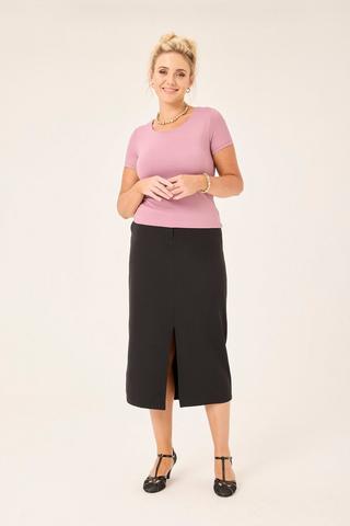 TWILL PENCIL SKIRT BLACK