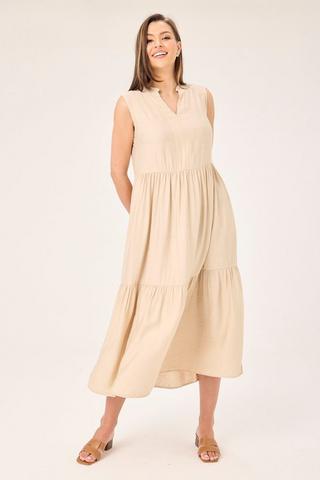 SLEEVELESS STONE PEASANT DRESS