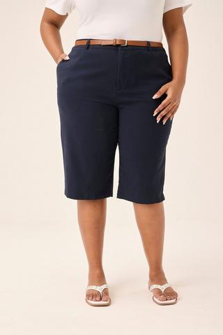 BELTED CHINO BERMUDAS NAVY