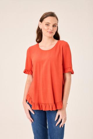 FRILL DETAIL TOP RED