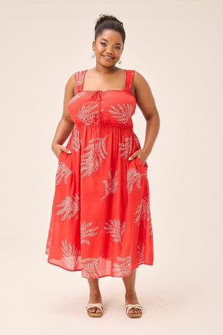 PRINTED DRESS RED