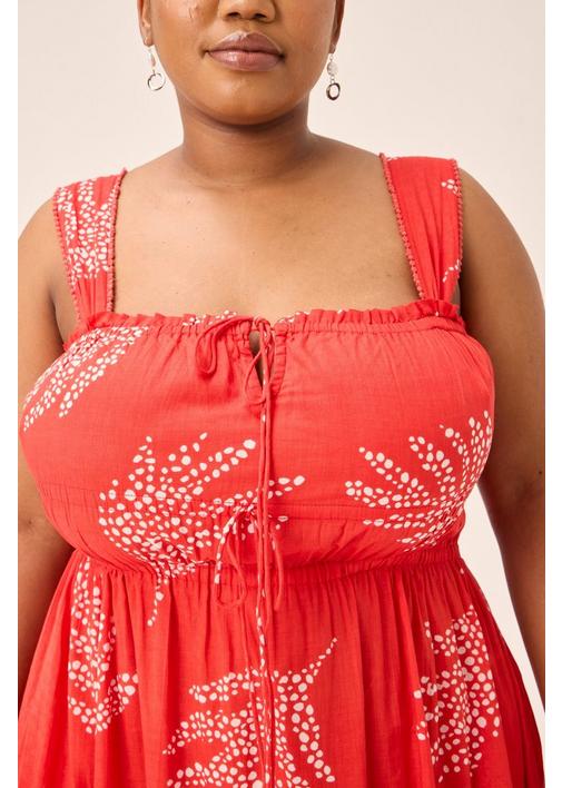 PRINTED DRESS RED