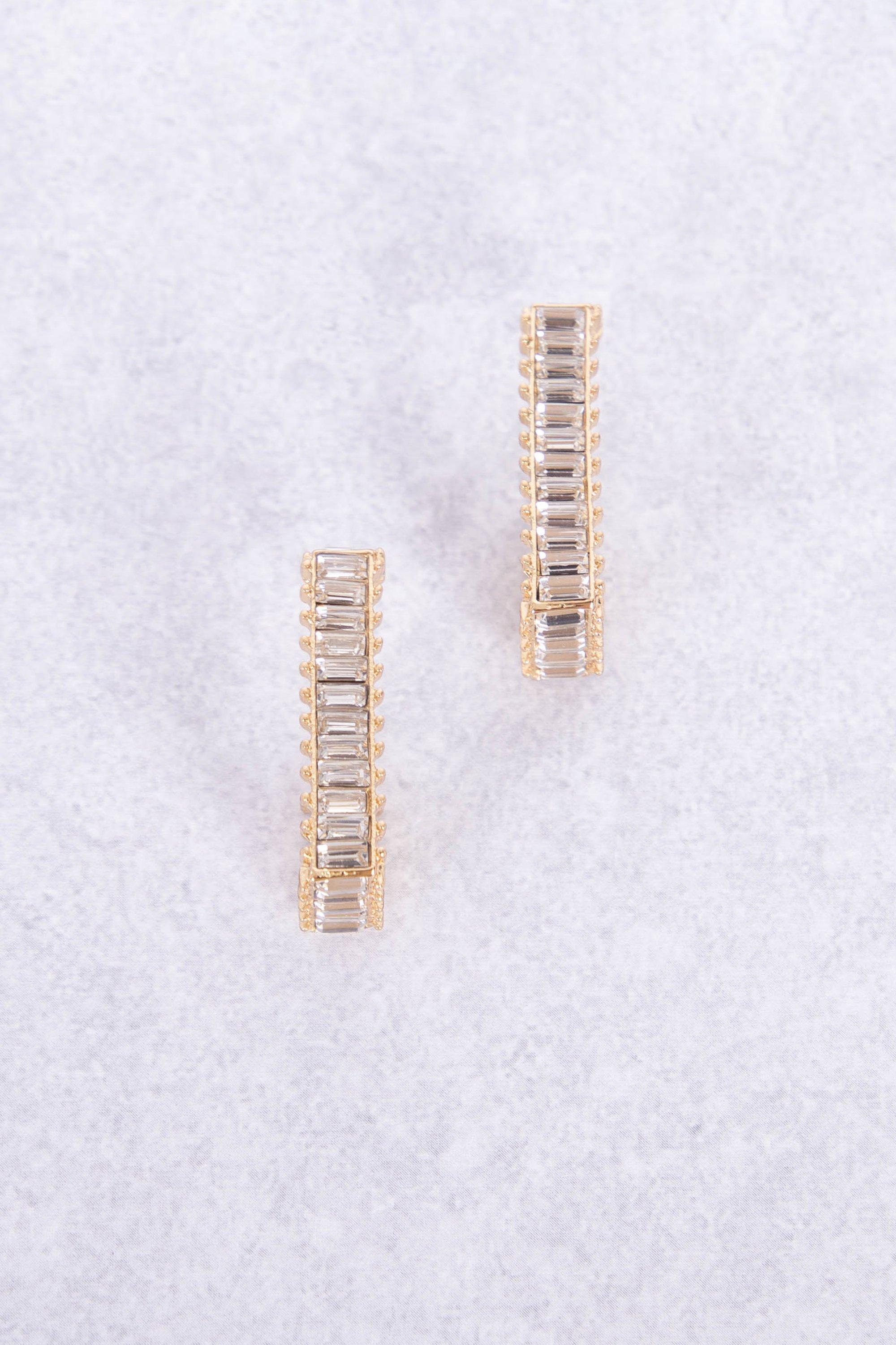 SQUARE DIAMANTE EARRINGS - 1 - Silver