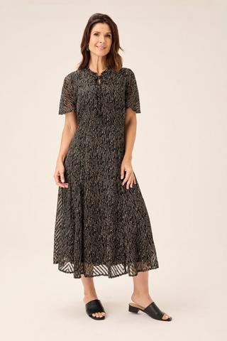 PRINTED FIT AND FLARE DRESS