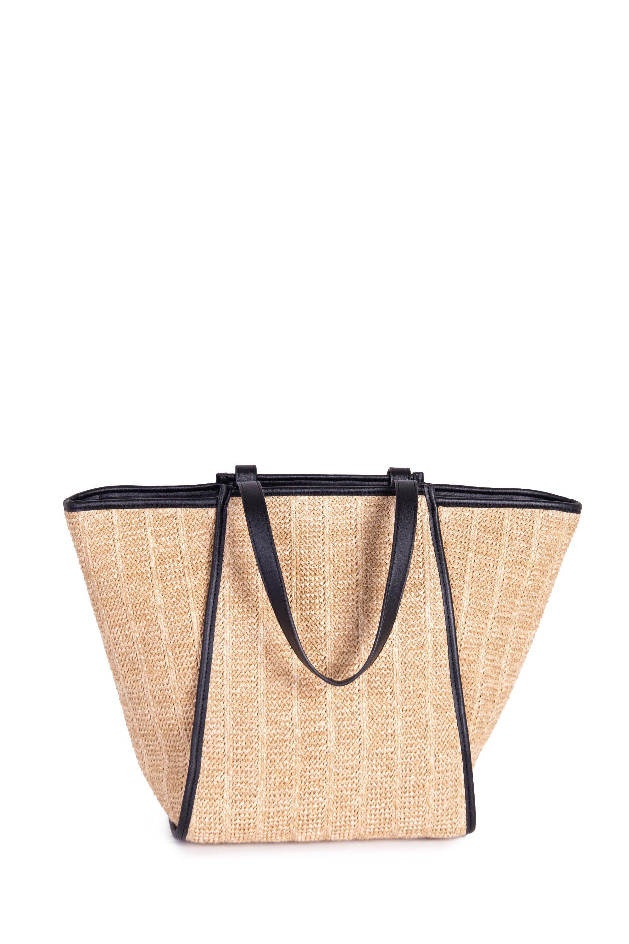 THATCHED SHOPPER BAG - 1 - Tan