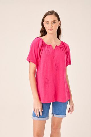 EMBROIDERED TOP CERISE