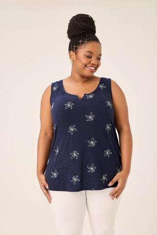 EMBROIDERED TANK NAVY