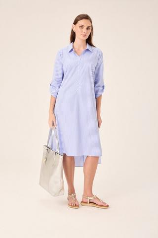 princess polly baby blue dress Polo Ralph Lauren STRIPED COTTON OXFORD BELTED SHIRTDRESS - Shirt dress -  harbor island blue/white/light blue