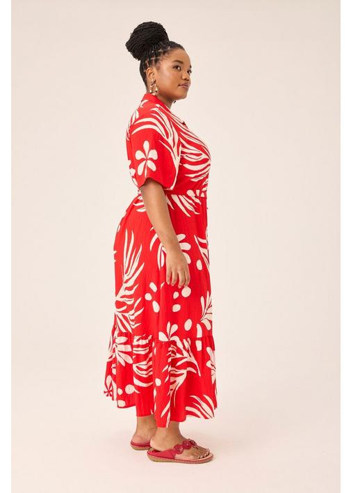 RED FLORAL SHIRT DRESS XXL Chilli Red MILADYS