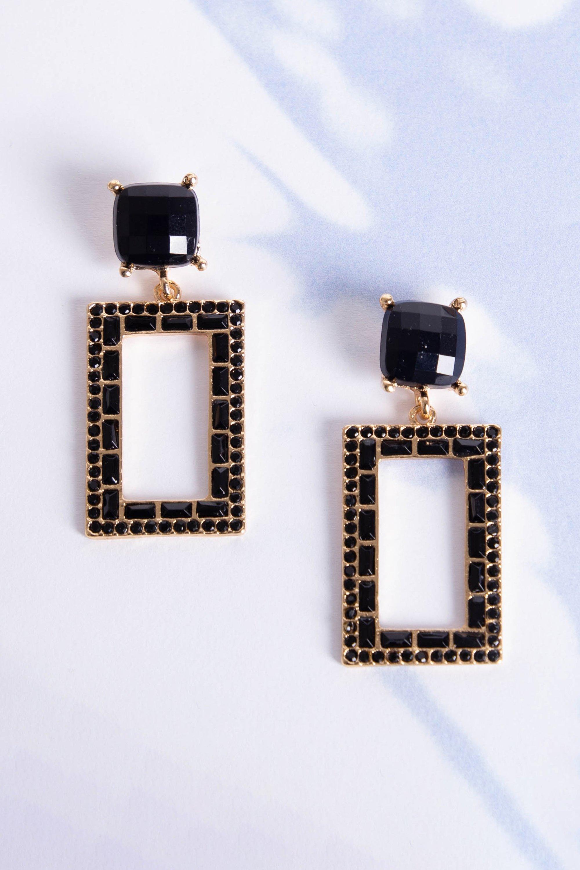 DROP EARRINGS BLACK - 1 - Yellow Gold