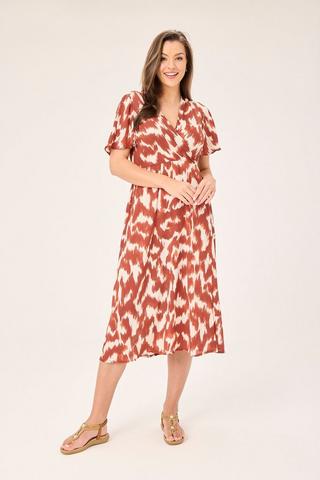 ABSTRACT FIT AND FLARE DRESS