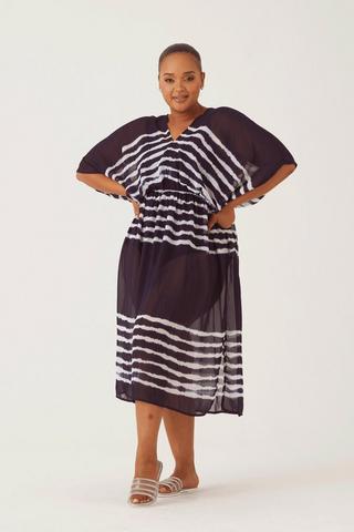 NAVY CHIFFON COVER UP