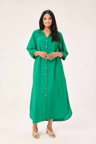 GREEN SHIRT DRESS