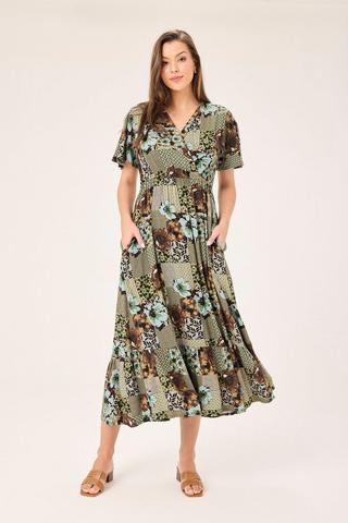 PRINTED PEASANT DRESS