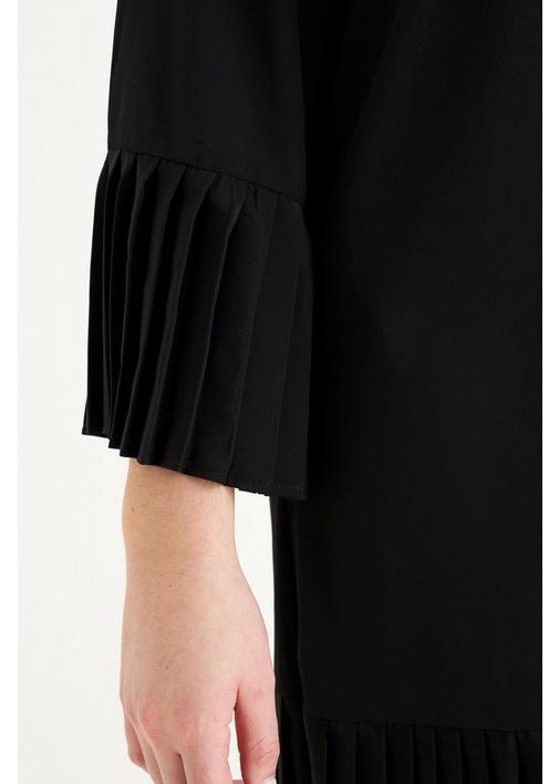 PLEATED A-LINE DRESS BLACK - 92 - Black | MILADYS