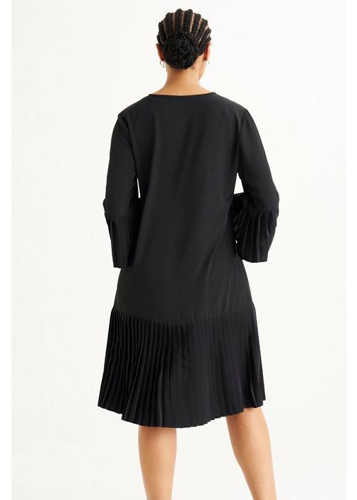 princess polly baby blue dress Pure Cotton Pleated Midi Waisted Tea Dress | BLACK | Dresses main image 0
