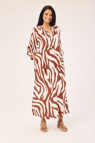 PRINTED LUREX A-LINE DRESS