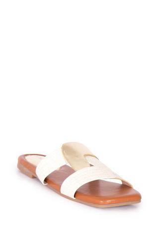 MULE SANDAL WHITE AND GOLD