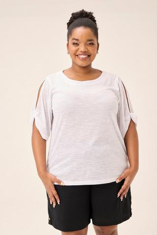 COLD SHOULDER TOP WHITE