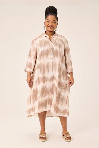 TIE DYE A-LINE DRESS STONE