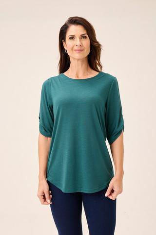 COLD SHOULDER TOP GREEN