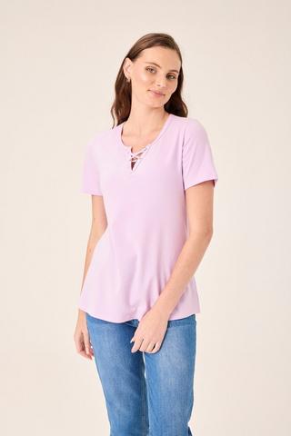 NECKLINE DETAIL T-SHIRT LILAC