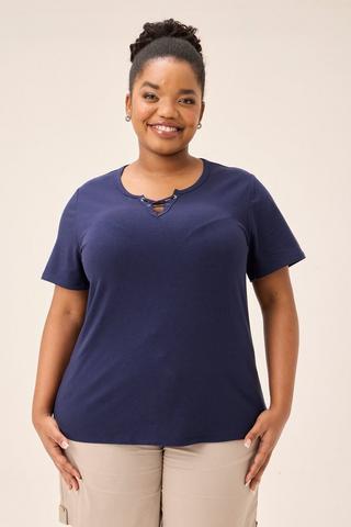 NECKLINE DETAIL T-SHIRT NAVY