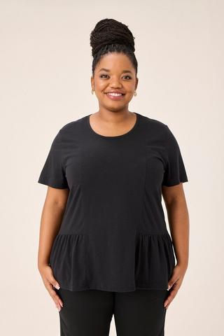 FRILL HEM T-SHIRT BLACK